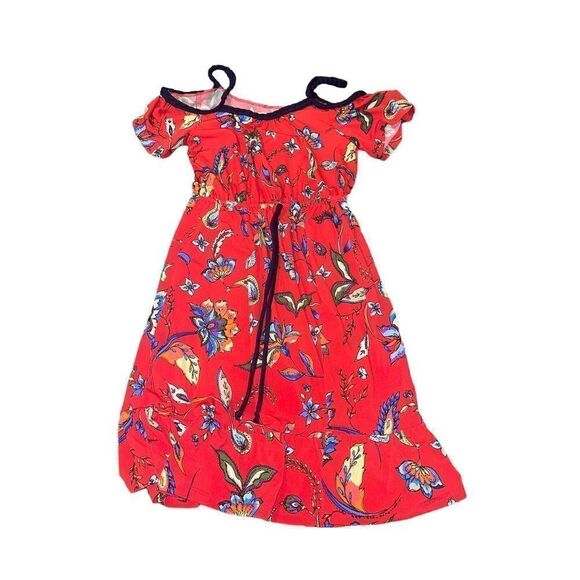 Monteau girl red floral open shoulder girls dress 10 - Picture 1 of 3